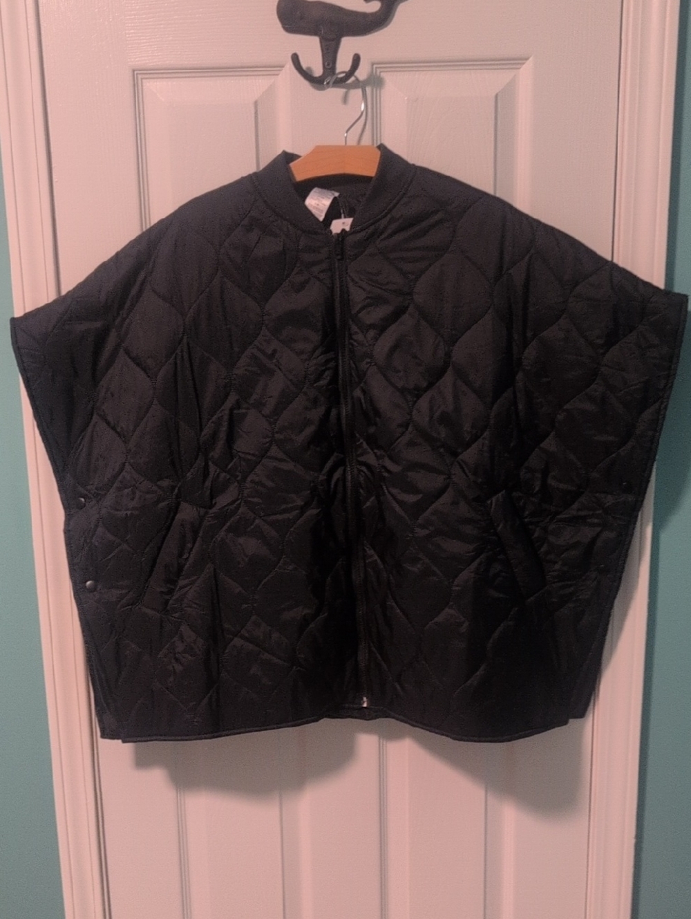 Black Quilted Cape/Poncho - Women